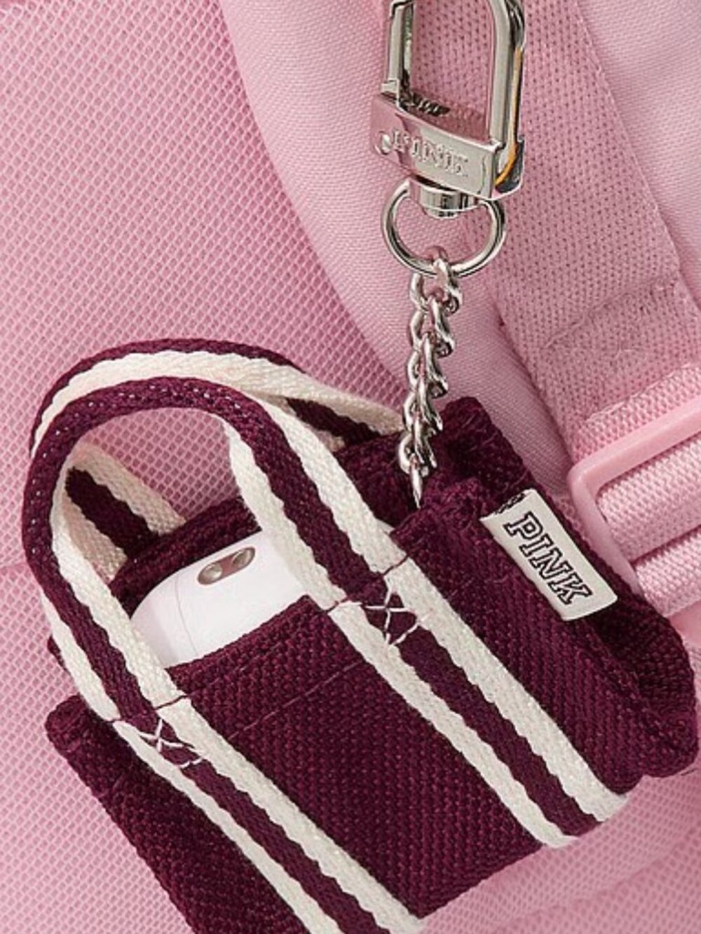 PINK Mini Tote Keychain Charm, Wild Rose - NWT - Picture 2 of 4